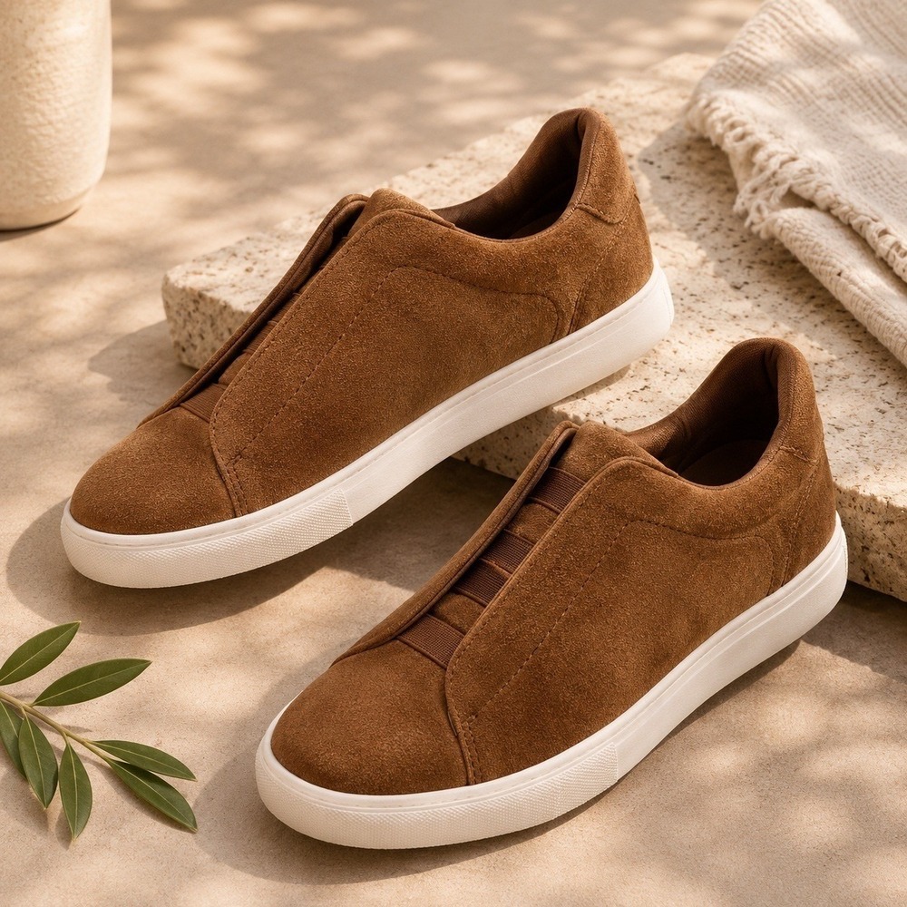 George Suede Leather Slip-On Sneakers Brown Men's Size 9 1/2 9.5 NWT New
